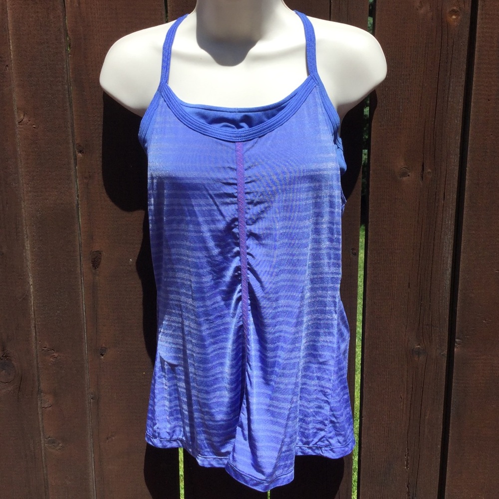 Athleta, Purple & Grey Stripe Workout Tank w/ Bra